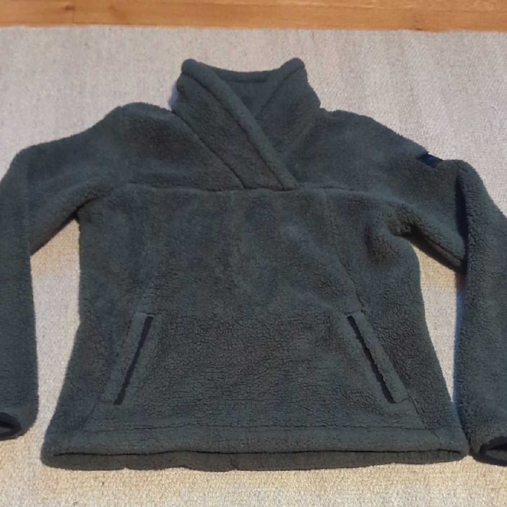 Women's The Body Face Sherpa Fleece Size Small Dark Green